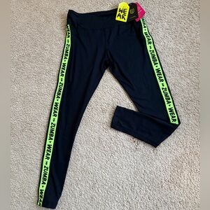 Brand New Zumba Fitness Black Leggings with Neon Green Accents
